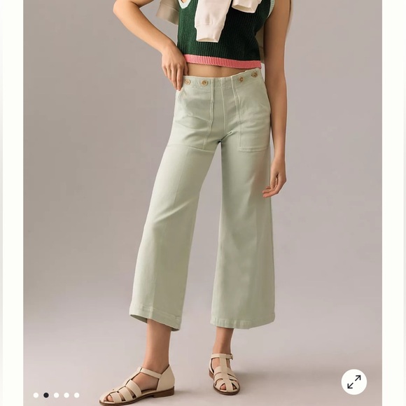 The Kit Cropped High-Rise Wide-Leg Trouser Jeans by Pilcro Anthropologie Size 24 - Picture 9 of 11